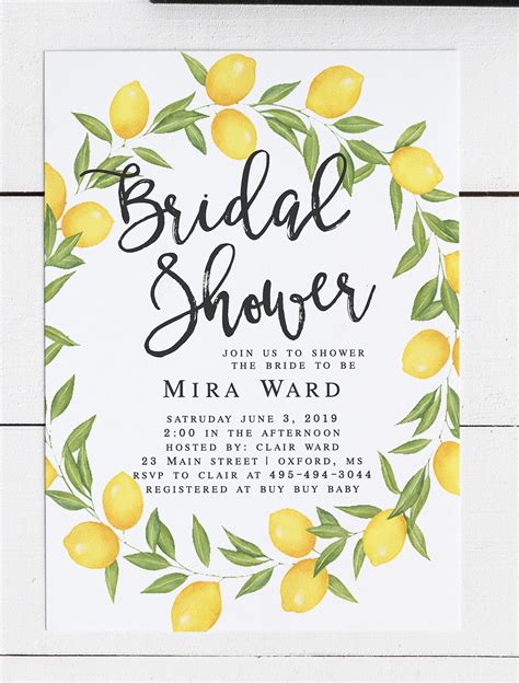 Mira Lemon Bridal Shower Invitation Printable Bridal Shower - Etsy ...