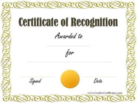 Free certificate of recognition template | Customize online