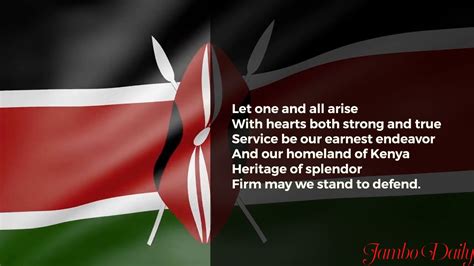 The Kenya National Anthem in English and Kiswahili Lyrics - Jambo Daily