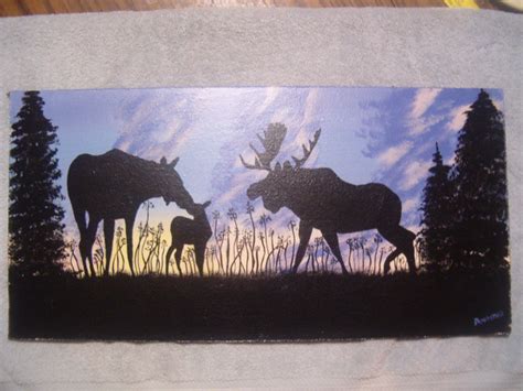 Moose Family- silhouette | I painted | mitchells99 | Flickr