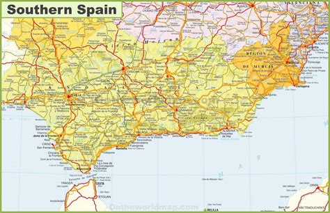 Map of southern Spain - Detailed map of southern Spain (Southern Europe ...