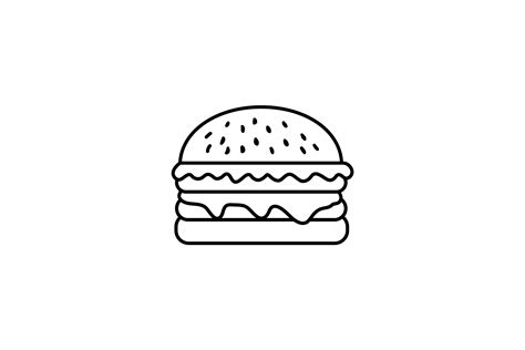 Meat Burger Outline Food Icon Gráfico por yellowhellow · Creative Fabrica