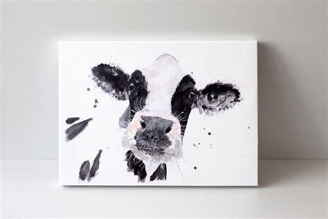 Cow Canvas Print- Hand signed Abstract Wall Art - Cow Watercolour Painting of my Original ...