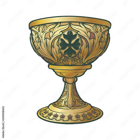 Holy Grail. Symbol of spiritual insight in the romantic literature. Medieval gothic style ...