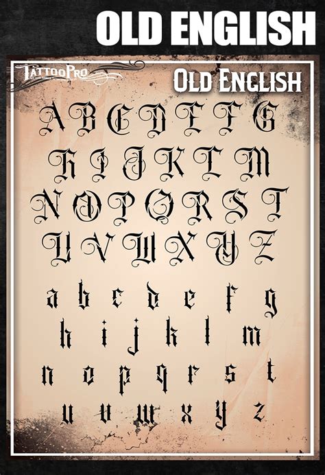 Tattoo Pro Stencil Font - Old English (ATPSF205) - Hokey Pokey Shop | Professional Face and Body ...