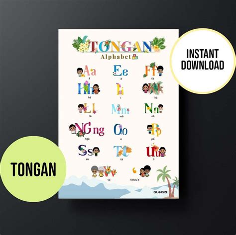 Printable Tongan Alphabet Chart Tropical Theme Educational - Etsy Australia