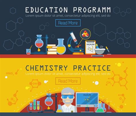 Free Vector | Two chemistry horizontal banners