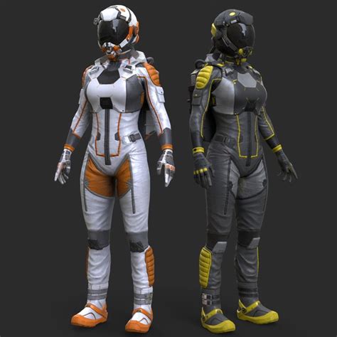 3d model of sci-fi suit female