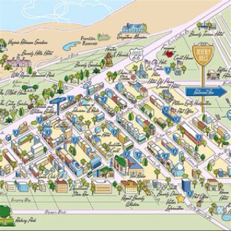 Fun map of the Beverly Hills, California 90210 Golden Triangle business zone. | Views around ...