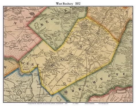 West Roxbury 1852 Old Town Map with Homeowner Names | Etsy