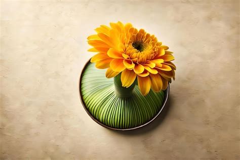 Premium AI Image | Marigold vase arrangement on an offwhite background