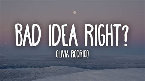 Olivia Rodrigo - bad idea right? (Lyrics) - YouTube