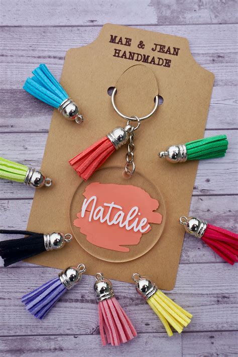 Personalized Name Keychain-round Acrylic Keychain-name Keychain With Tassel-custom Name Keychain ...