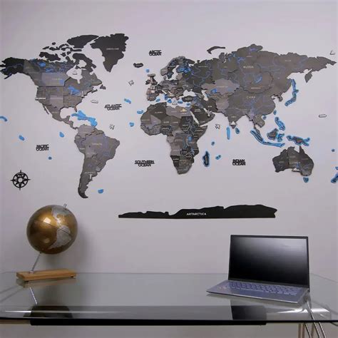 3D Wooden World Map Puzzle - World Map Black XXL | Wooden.City