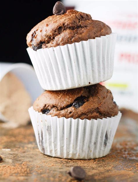 Double Chocolate Chip Protein Muffins | Recipe | Protein muffins, Greek ...