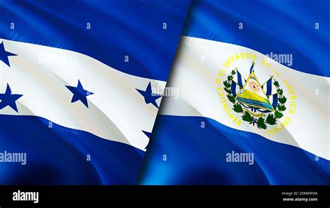 Honduras and El Salvador flags. 3D Waving flag design. Honduras El Salvador flag, picture ...