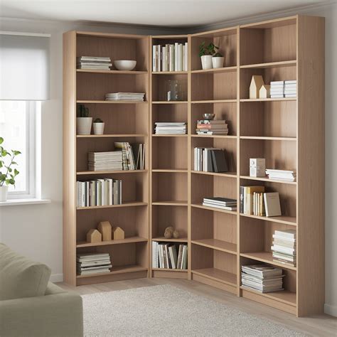 BILLY Combi bibliothèque/solution angle - plaqué chêne blanchi - IKEA