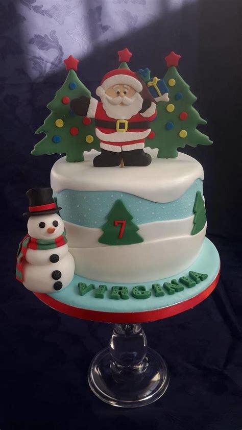 Christmas themed birthday cake - Decorated Cake by - CakesDecor