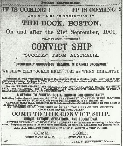 Old Boston: The Convict Ship "Success"