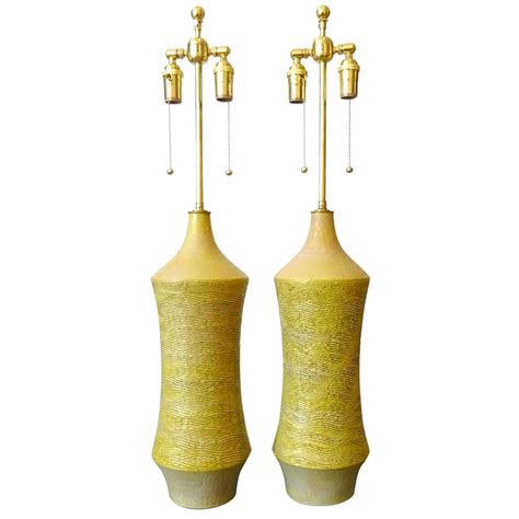 Tall Pair of Citrine 1950s Lee Rosen for Design Technics Table Lamps ...