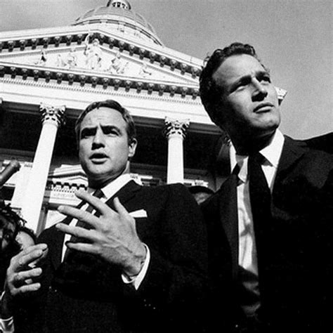 Marlon Brando and Paul Newman photographed at a sit-in protesting for ...