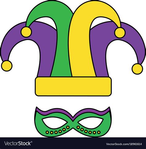 Mardi gras hat jester and mask carnival Royalty Free Vector