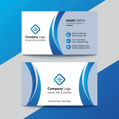 Professional elegant blue and white modern business card design 11858730 Vector Art at Vecteezy