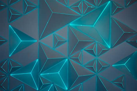 Turquoise, 5K, Geometric, 5K, Neon, Pattern, Triangles, Teal HD Wallpaper