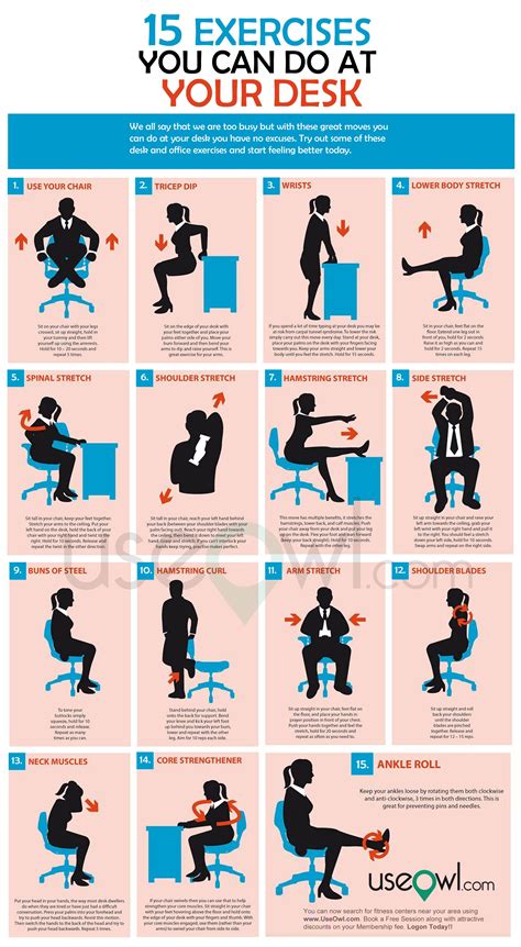 15 Exercises you can do at Desk in Office | Workout at work, Office ...