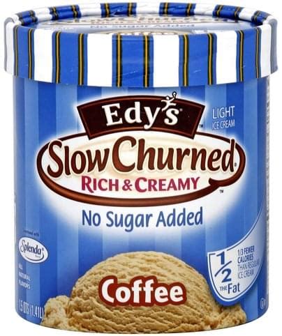 Edys Light, No Sugar Added, Coffee Ice Cream - 1.5 QT, Nutrition ...