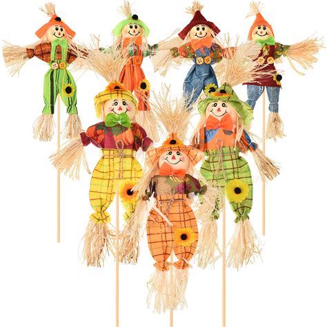 7 Pieces Fall Scarecrow Decorations Outdoor Fall Harvest Scarecrow ...