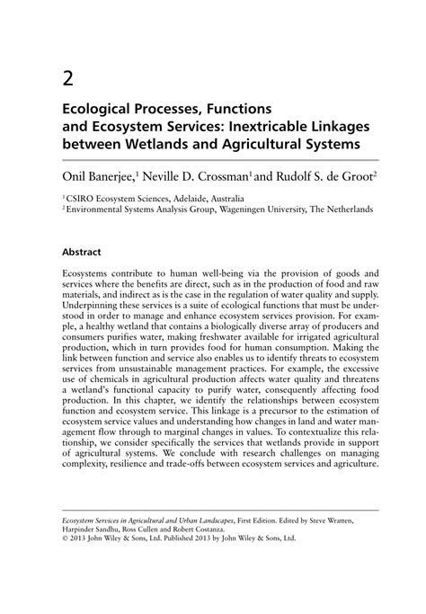 (PDF) Ecological Processes, Functions and Ecosystem Services