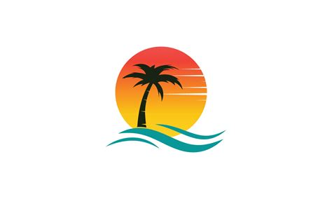 sun beach logo design, sunset with island logo design vector illustration 11555656 Vector Art at ...