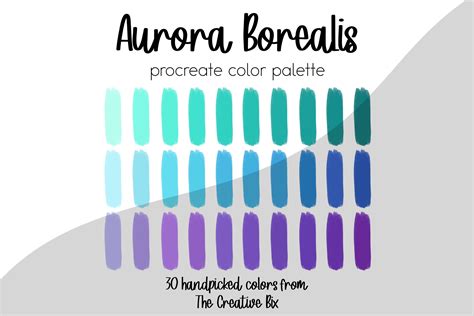 Aurora Borealis Palette, 30 colors, Color Palette, Procreate, Instant ...