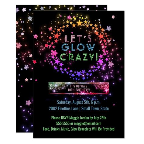 Neon Glow in the Dark Party | Kids Birthday Invitation | Zazzle.com | Birthday invitations kids ...