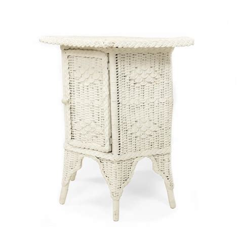 Victorian White Wicker Large End Table For Sale at 1stDibs | white ...