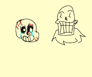 Sans w/Freddy Krueger scars weeps at Papyrus - Drawception