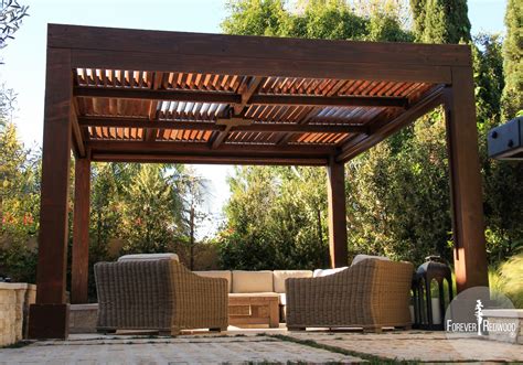 Modern Louvered Garden Pergolas, Custom Made from Redwood