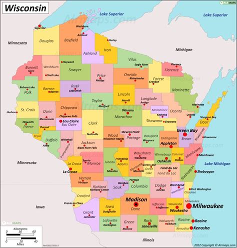 Wisc Counties Map