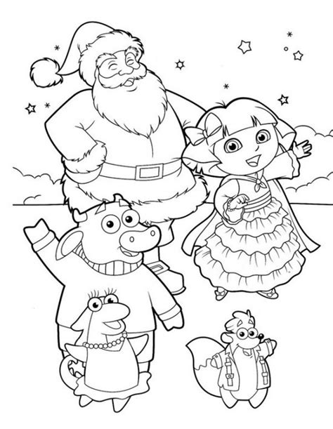 Dora Christmas Coloring Pages - Coloring Home