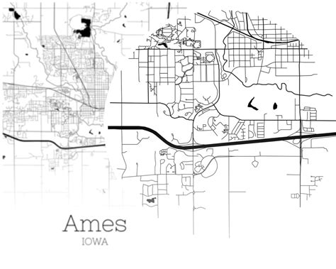 Ames Map INSTANT DOWNLOAD Ames Iowa City Map Printable Ames | Etsy