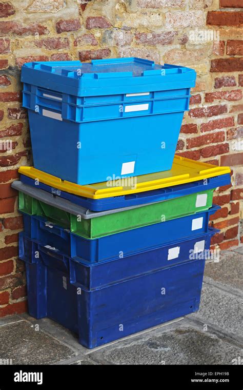 Plastic shipping crates Stock Photo - Alamy