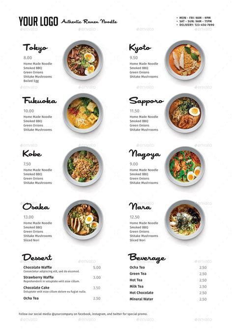 Minimalist Ramen & Rice Bowl Menu Preview - GraphicRiver | Cafe menu design, Menu design, Food ...