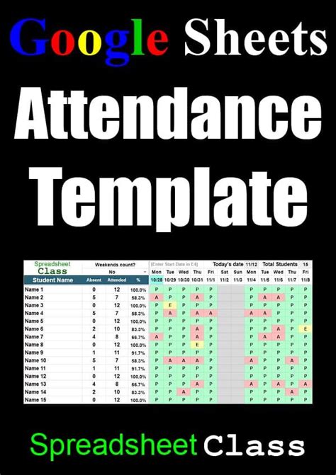 Attendance tracker templates for Google Sheets | Attendance tracker ...