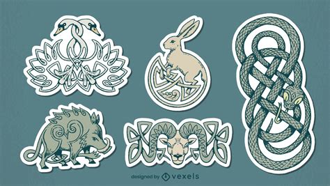 Animals With Celtic Knot Designs Set Vector Download