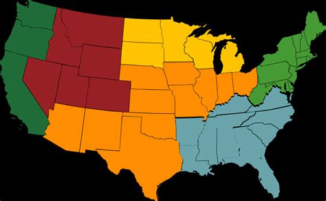U S Map Color Coded Regions | PNGpix.com