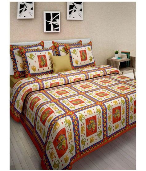 PRINCE CREATION Cotton Double Bedsheet with 2 Pillow Covers - Buy ...