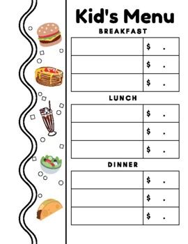 Blank Restaurant Kid's Menu by Violet's Garden | TPT