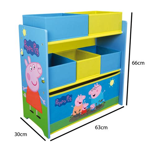 Peppa Pig Wooden Toy Organiser with 6 Storage Bins – Yellow | Buy at ...