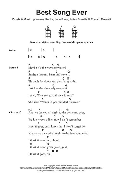 Best Song Ever Sheet Music Ukelele Chords Ukulele Songs, Ukulele Songs ...